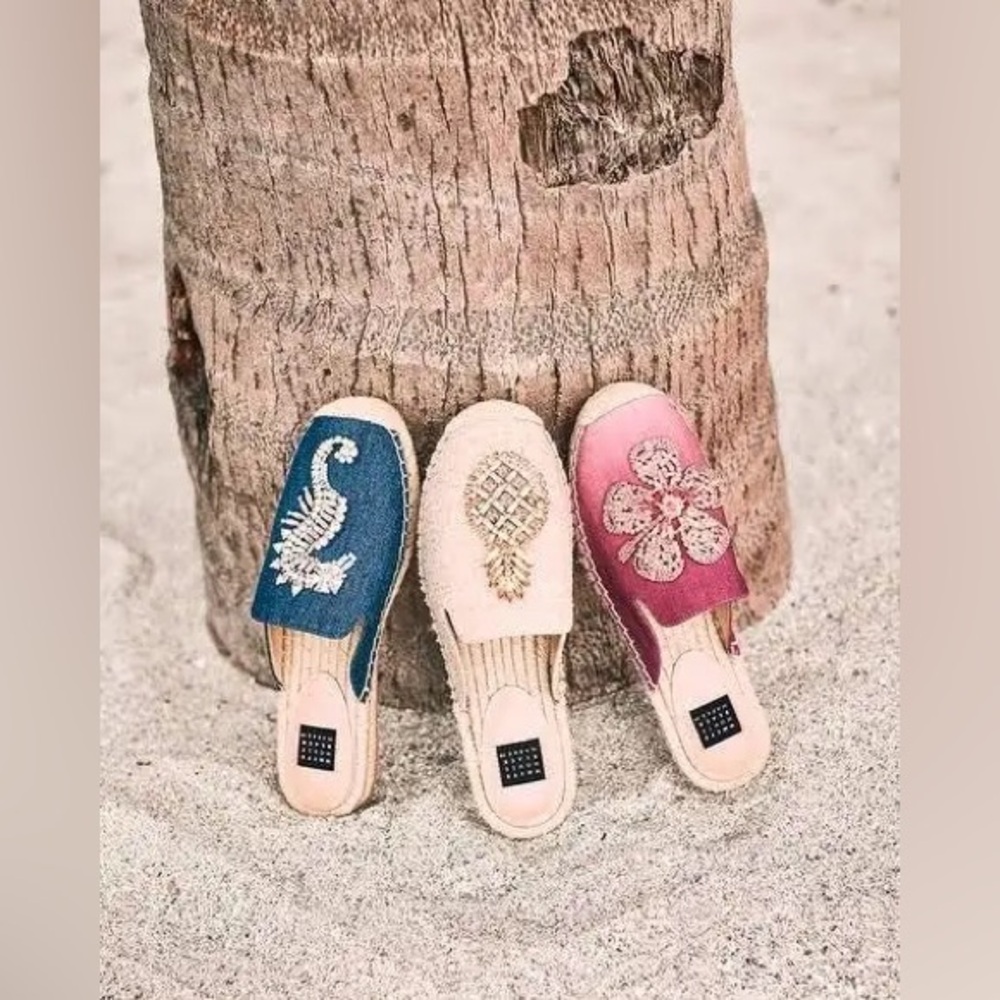 WHBM Pineapple Espadrille Slides Slippers - Picture 3 of 9